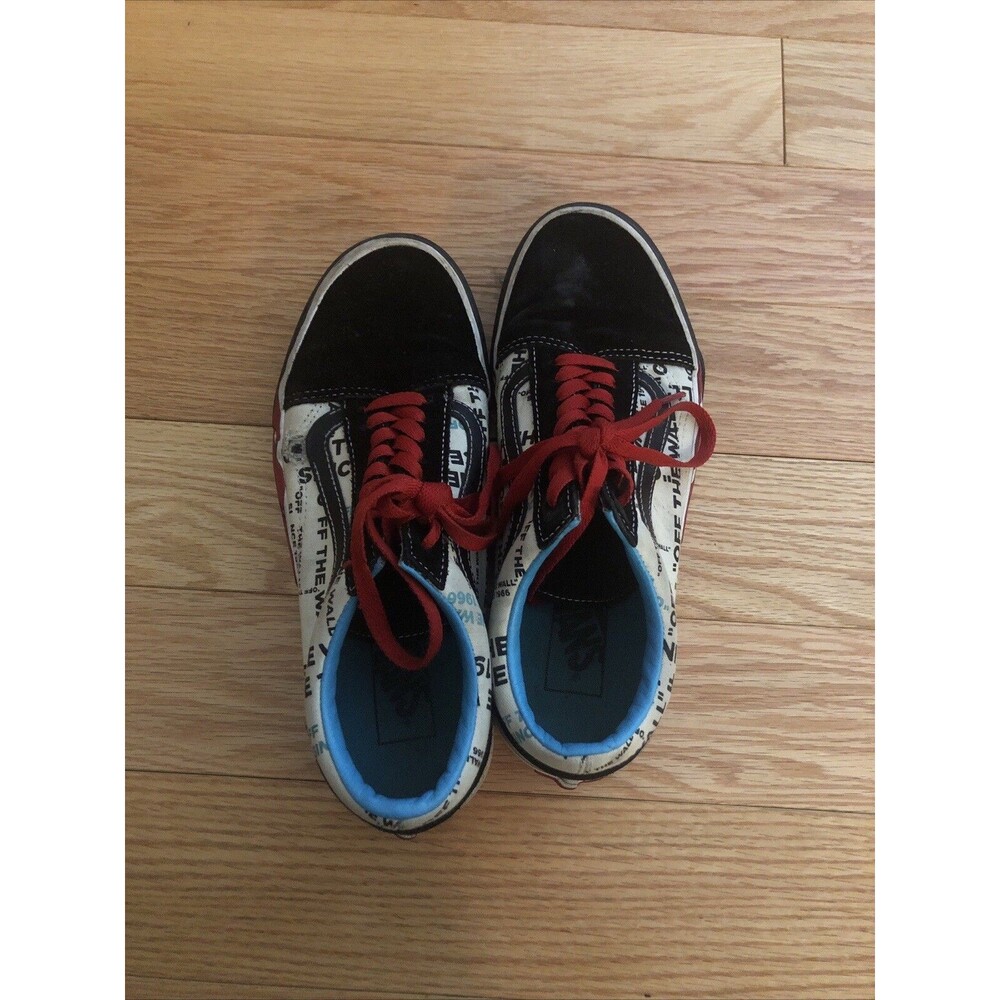 VANS OFF THE WALL WOMEN'S CLASSIC TENNIS SHOES BLACK WHITE BLUE SIZE 9